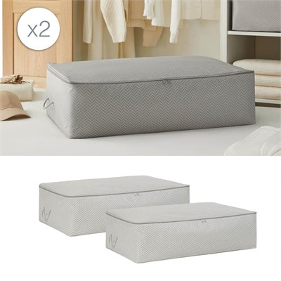 Ocean Home Textile 2li Mega Boy Gri Balıksırtı Baza Altı Hurç Set 74 X 46 X 22 Cm