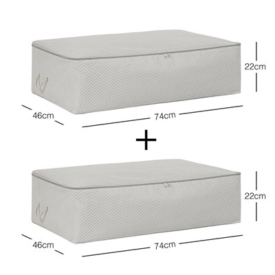 Ocean Home Textile 2li Mega Boy Gri Balıksırtı Baza Altı Hurç Set 74 X 46 X 22 Cm