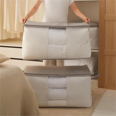 Ocean Home Textile 2li Mega Boy Pvc Pencereli Stuff & Things Gri Çizgili Hurç Set