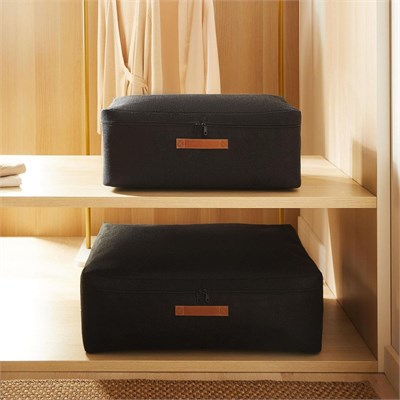 Ocean Home Textile 2li Siyah Renk Jüt Baza Altı Hurç Set 1 Adet 52 X 28 X 21 / 1 Adet 62 X 46 X 22 Cm