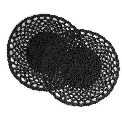 Ocean Home Textile 2li Siyah Renk Motifli Rafya Amerikan Servis Ø 36 Cm
