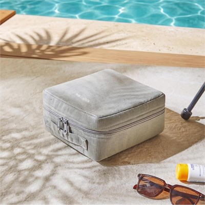 Ocean Home Textile 2li Termal Astarlı Su İtici Leke Tutmaz Gri Renk Jüt Keten Makyaj İlaç Çantası Seti 19 X 13 X 7 / 20 X 21 X 11