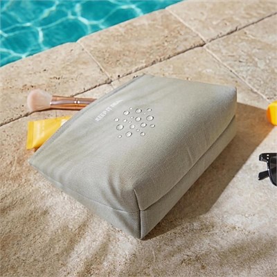 Ocean Home Textile 2li Termal Astarlı Su İtici Leke Tutmaz Gri Renk Jüt Keten Makyaj İlaç Çantası Seti 19 X 13 X 7 / 23 X 16 X 7