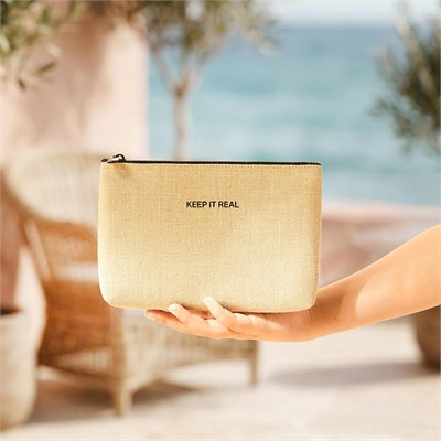 Ocean Home Textile 2li Termal Astarlı Su İtici Leke Tutmaz Jüt Keten Makyaj İlaç Çantası Seti 19 X 13 X 7 / 25 X 15 X 12.5 Cm