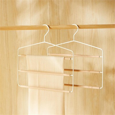 Ocean Home Textile 3 Katlı Ahşap Destekli Mat Beyaz Renk Metal Giysi Askısı 32 X 36.5 X 0.47 Cm