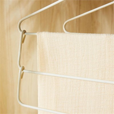 Ocean Home Textile 3 Katlı Ekru Renk Kumaş Kaplı Metal Giysi Askısı 42 X 41 X 0.5 Cm