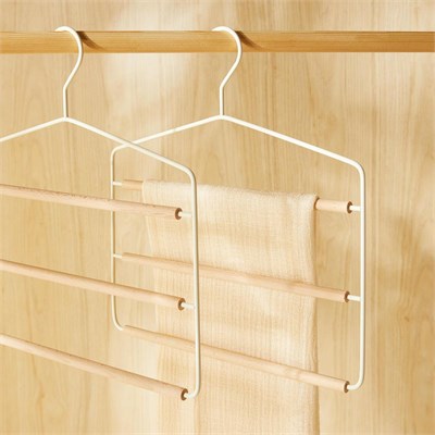 Ocean Home Textile 3lü 3 Katlı Ahşap Destekli Mat Beyaz Renk Metal Giysi Askısı 32 X 36.5 X 0.47 Cm