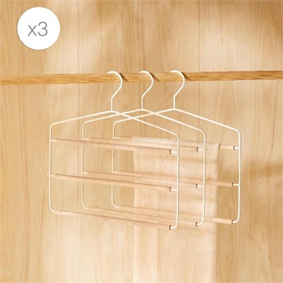 Ocean Home Textile 3lü 3 Katlı Ahşap Destekli Mat Beyaz Renk Metal Giysi Askısı 32 X 36.5 X 0.47 Cm