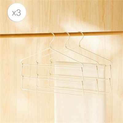 Ocean Home Textile 3lü 3 Katlı Ekru Renk Kumaş Kaplı Metal Giysi Askısı 42 X 41 X 0.5 Cm