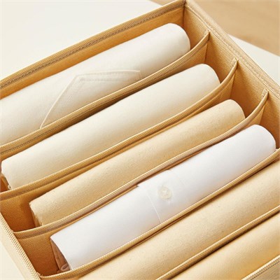 Ocean Home Textile 3lü 6 Bölmeli Bej Balıksırtı Çekmece İçi Düzenleyici Kutu Set