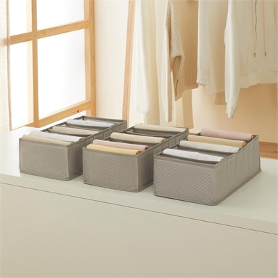 Ocean Home Textile 3lü 7 Bölmeli Gri Balıksırtı Çekmece Düzenleyici Set