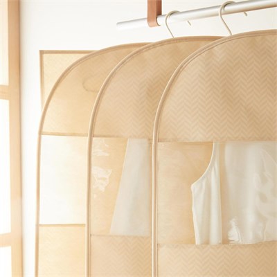 Ocean Home Textile 3lü Bej Balıksırtı Elbise Kılıfı Set 60 X 135 Cm