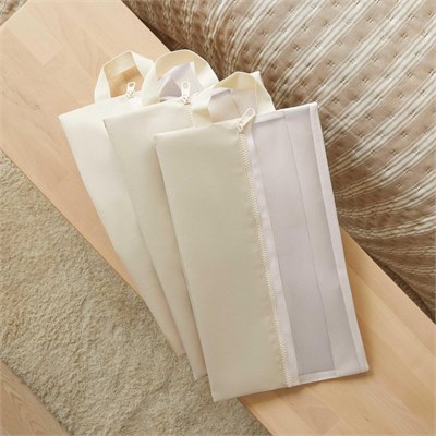 Ocean Home Textile 3lü Bej Renk Fileli Oxford Kumaş Ayakkabı Düzenleyici Taşıma Çantası Seti 22 X 40 X 9 Cm