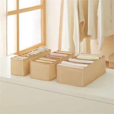 Ocean Home Textile 3lü Bölmeli Bej Balıksırtı Çekmece Düzenleyici Set