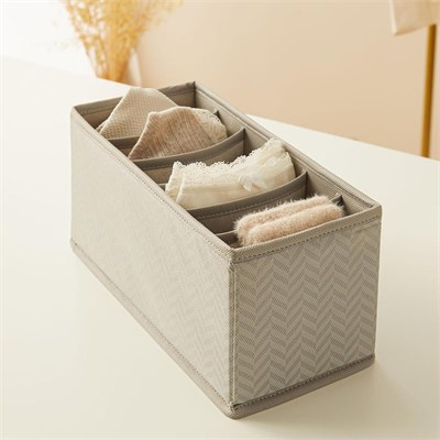 Ocean Home Textile 3lü Bölmeli Gri Balıksırtı Çekmece İçi Düzenleyici Kutu Set 13 X 28 X 13 Cm