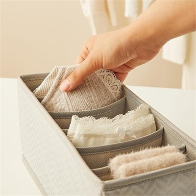 Ocean Home Textile 3lü Bölmeli Gri Balıksırtı Çekmece İçi Düzenleyici Kutu Set 13 X 28 X 13 Cm