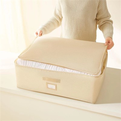 Ocean Home Textile 3lü Büyük Boy Bej Balıksırtı Baza Altı Hurç Set 62 X 46 X 22 Cm