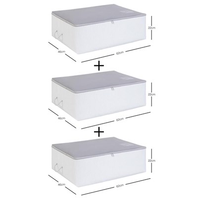 Ocean Home Textile 3lü Büyük Boy Gri Renk Stuff & Things Baza Altı Hurç Set