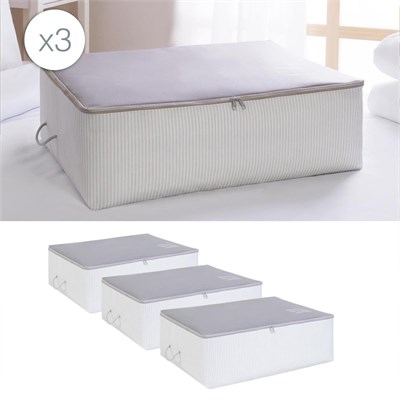 Ocean Home Textile 3lü Büyük Boy Gri Renk Stuff & Things Baza Altı Hurç Set