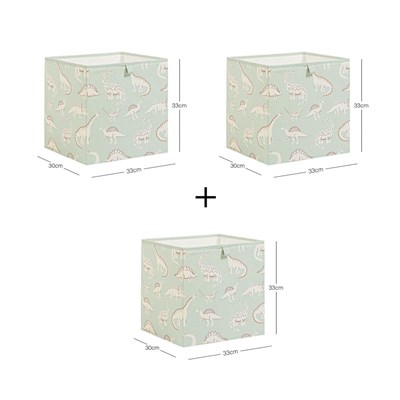 Ocean Home Textile 3lü Çocuk Odası Dinozor Kutu Set 33 X 30 X 33 Cm