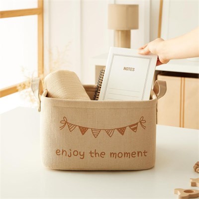 Ocean Home Textile 3lü Çocuk Odası Jüt Keten Kumaş Sepet Set 1 Adet 24 X 17 X 14 / 1 Adet 30 X 21 X 18 / 1 Adet 30 X 30 X 30 Cm