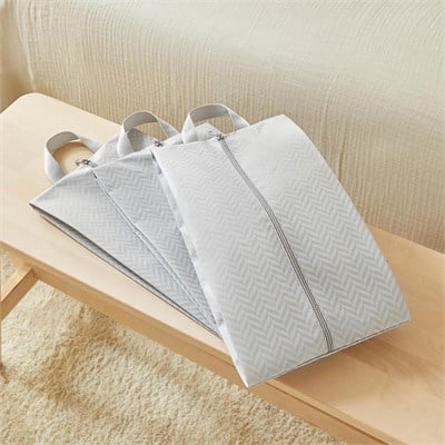 Ocean Home Textile 3lü Gri Balıksırtı Ayakkabı Düzenleyici Taşıma Çantası Seti 22 X 40 X 9 Cm