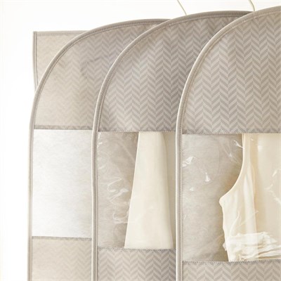 Ocean Home Textile 3lü Gri Balıksırtı Elbise Kılıfı Set 60 X 135 Cm