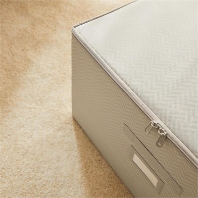 Ocean Home Textile 3lü Gri Balıksırtı Destekli Kutu Hurç Set 48 X 40 X 30 Cm