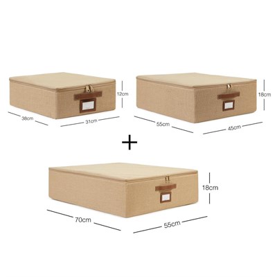 Ocean Home Textile 3lü Jüt Destekli Hurç Set 31 X 38 X 12 + 45 X 55 X 18 + 55 X 70 X 18 Cm
