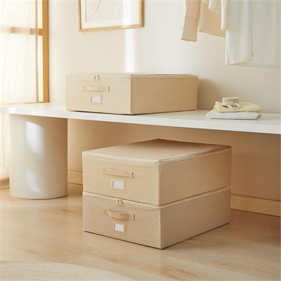 Ocean Home Textile 3lü Orta Boy Bej Balıksırtı Destekli Hurç Set 45 X 55 X 18 Cm