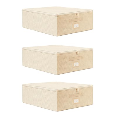 Ocean Home Textile 3lü Orta Boy Bej Balıksırtı Destekli Hurç Set 45 X 55 X 18 Cm