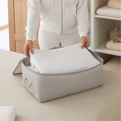Ocean Home Textile 3lü Orta Boy Gri Balıksırtı Hurç Set 52 X 28 X 21 Cm