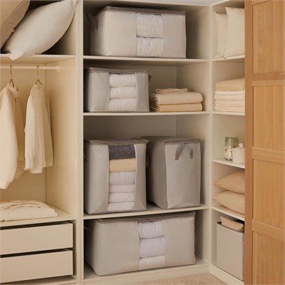 Ocean Home Textile 3lü Pvc Pencereli Stuff & Things Gri Çizgili Hurç Set