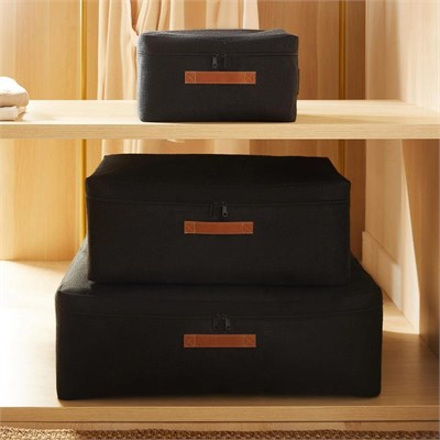 Ocean Home Textile 3lü Siyah Renk Jüt Hurç Set 30 X 22 X 18 / 52 X 28 X 21 / 62 X 46 X 22 Cm