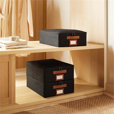 Ocean Home Textile 3lü Siyah Renk Jüt Destekli Kutu Hurç Set 31 X 38 X 12 Cm