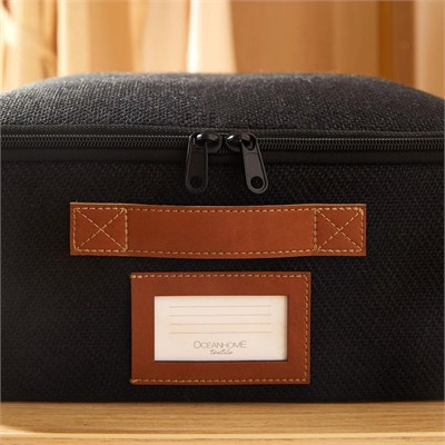 Ocean Home Textile 3lü Siyah Renk Jüt Destekli Kutu Hurç Set 31 X 38 X 12 Cm