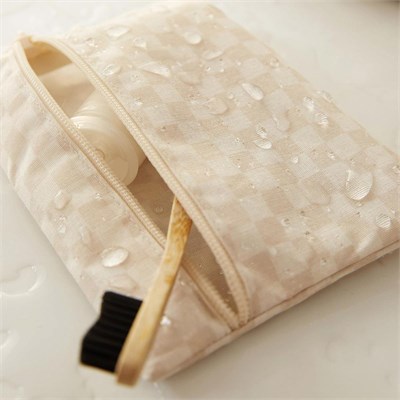Ocean Home Textile 3lü Su Geçirmez Pvc Astarlı Bej Dama Desen Islak Kuru Çantası 20 X 13 / 24 X 20 / 30 X 24 Cm