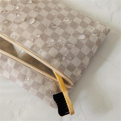 Ocean Home Textile 3lü Su Geçirmez Pvc Astarlı Gri Dama Desen Islak Kuru Çantası 20 X 13 / 24 X 20 / 30 X 24 Cm