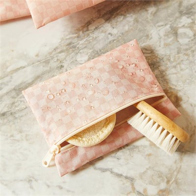 Ocean Home Textile 3lü Su Geçirmez Pvc Astarlı Pembe Dama Desen Islak Kuru Çantası 20 X 13 / 24 X 20 / 30 X 24 Cm