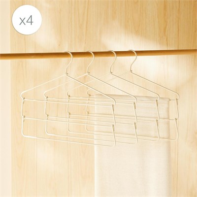 Ocean Home Textile 4lü 3 Katlı Ekru Renk Kumaş Kaplı Metal Giysi Askısı 42 X 41 X 0.5 Cm