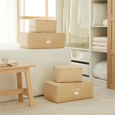 Ocean Home Textile 4lü Bej Balıksırtı Hurç Set 2 Adet 30 X 22 X 18 / 2 Adet 52 X 28 X 21 Cm