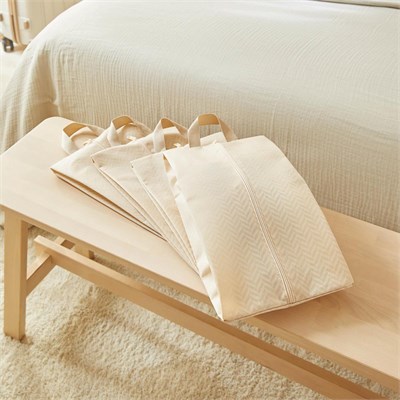 Ocean Home Textile 4lü Bej Balıksırtı Ayakkabı Düzenleyici Taşıma Çantası Seti 22 X 40 X 9 Cm