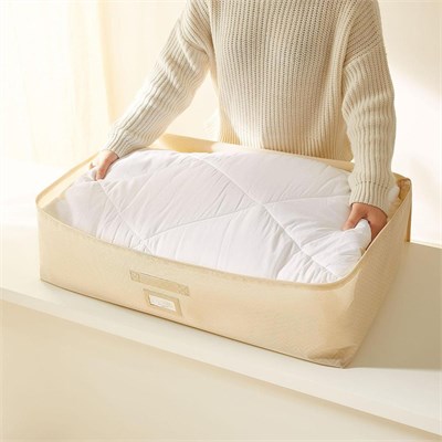 Ocean Home Textile 4lü Bej Balıksırtı Baza Altı Hurç Set 2 Adet 62 X 46 X 22 / 2 Adet 74 X 46 X 22 Cm