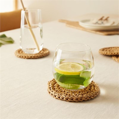 Ocean Home Textile 4lü Bej Renk Rafya Bardak Altlığı Ø 11 Cm