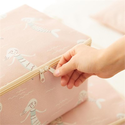 Ocean Home Textile 4lü Çocuk Odası Deniz Kızı Hurç Set 2 Adet 30 X 22 X 18 / 2 Adet 52 X 28 X 21 Cm
