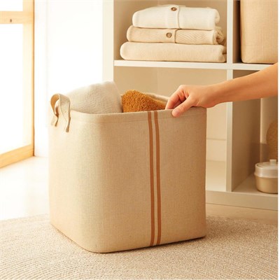 Ocean Home Textile 4lü Çocuk Odası Sevimli Aslan Jüt Keten Kumaş Sepet Set