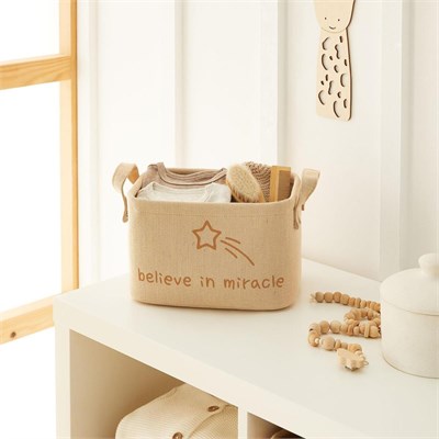 Ocean Home Textile 4lü Çocuk Odası Sevimli Aslan Jüt Keten Kumaş Sepet Set