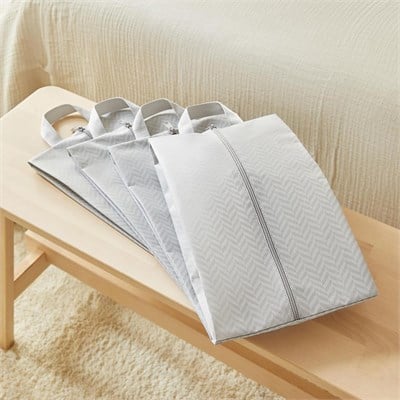 Ocean Home Textile 4lü Gri Balıksırtı Ayakkabı Düzenleyici Taşıma Çantası Seti 22 X 40 X 9 Cm