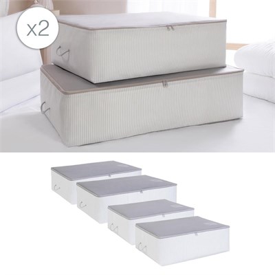 Ocean Home Textile 4lü Gri Renk Stuff & Things Baza Altı Hurç Set