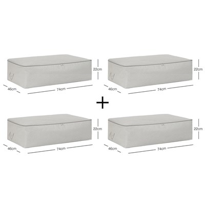 Ocean Home Textile 4lü Mega Boy Gri Balıksırtı Baza Altı Hurç Set 74 X 46 X 22 Cm
